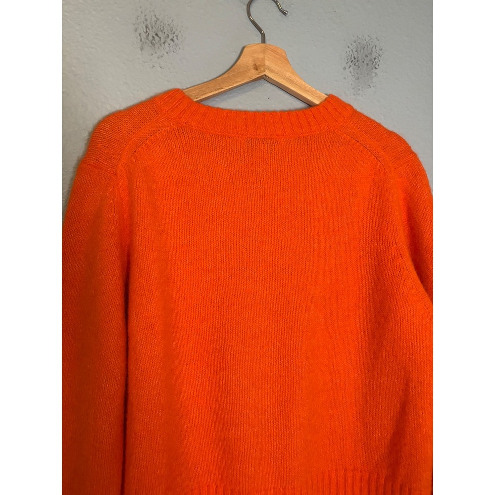 COS Womens Neon Orange Alpaca Wool Blend Crew Neck Fuzzy Knit Sweater Size Large - Picture 7 of 9